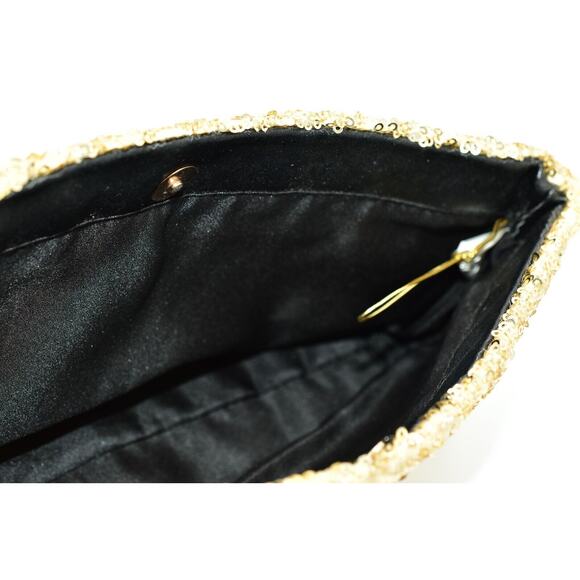 Victoria's Secret Black Gold Shiny Sequin Cosmetic Makeup Bag Pouch Small - Picture 12 of 12